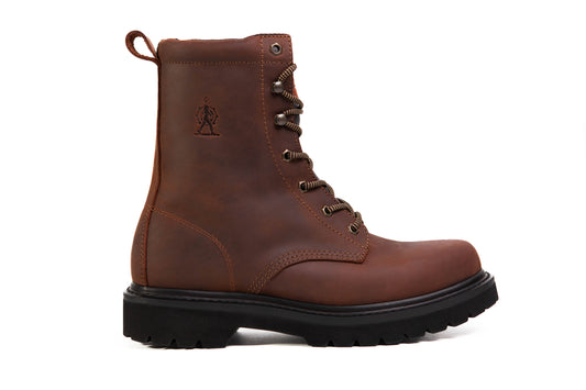 Mod. 550 Bota alta industrial de piel para hombre de 8” color café vino